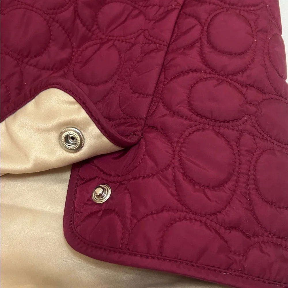 Coach Maroon Quilted Logo Jacket M
